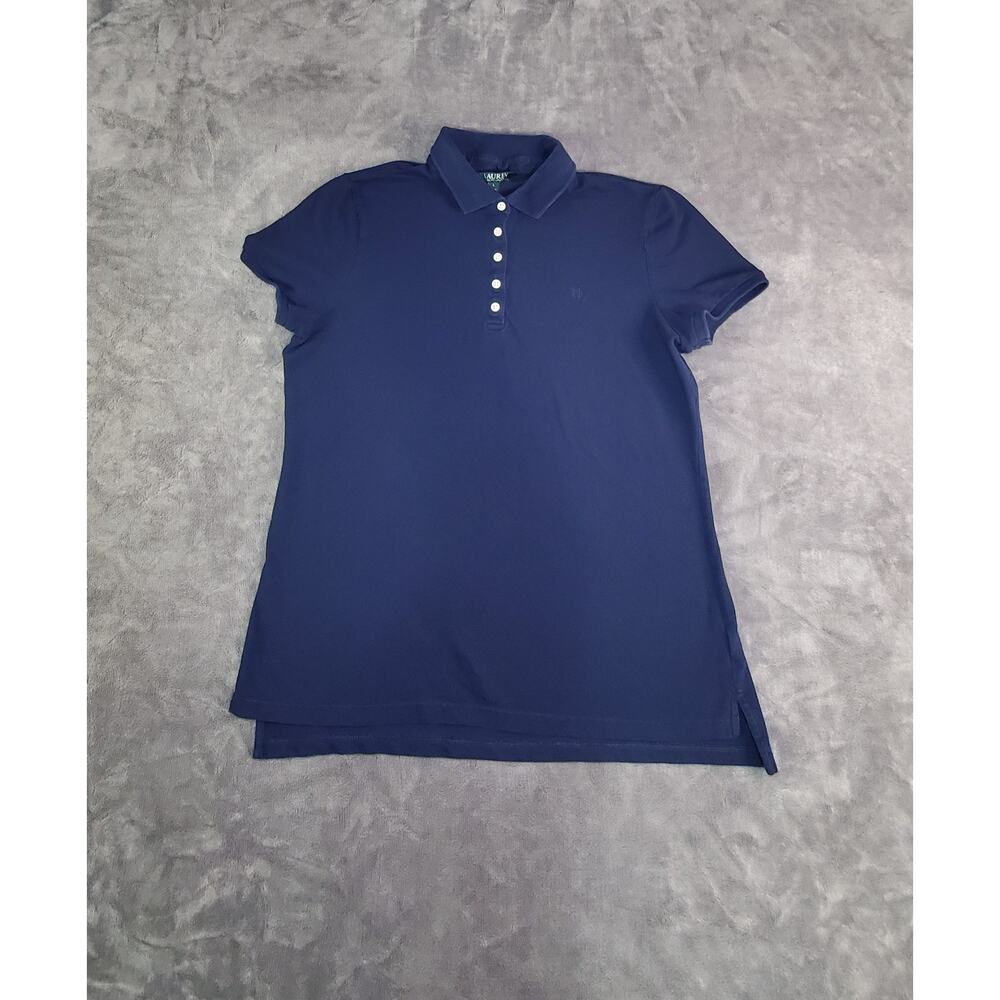 Lauren Ralph Lauren Women's Sz L Navy Blue Shirt Cotton C29-52